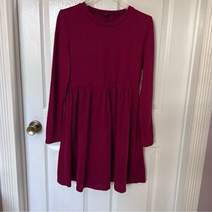 SHEIN Burgundy Long Sleeve Dress